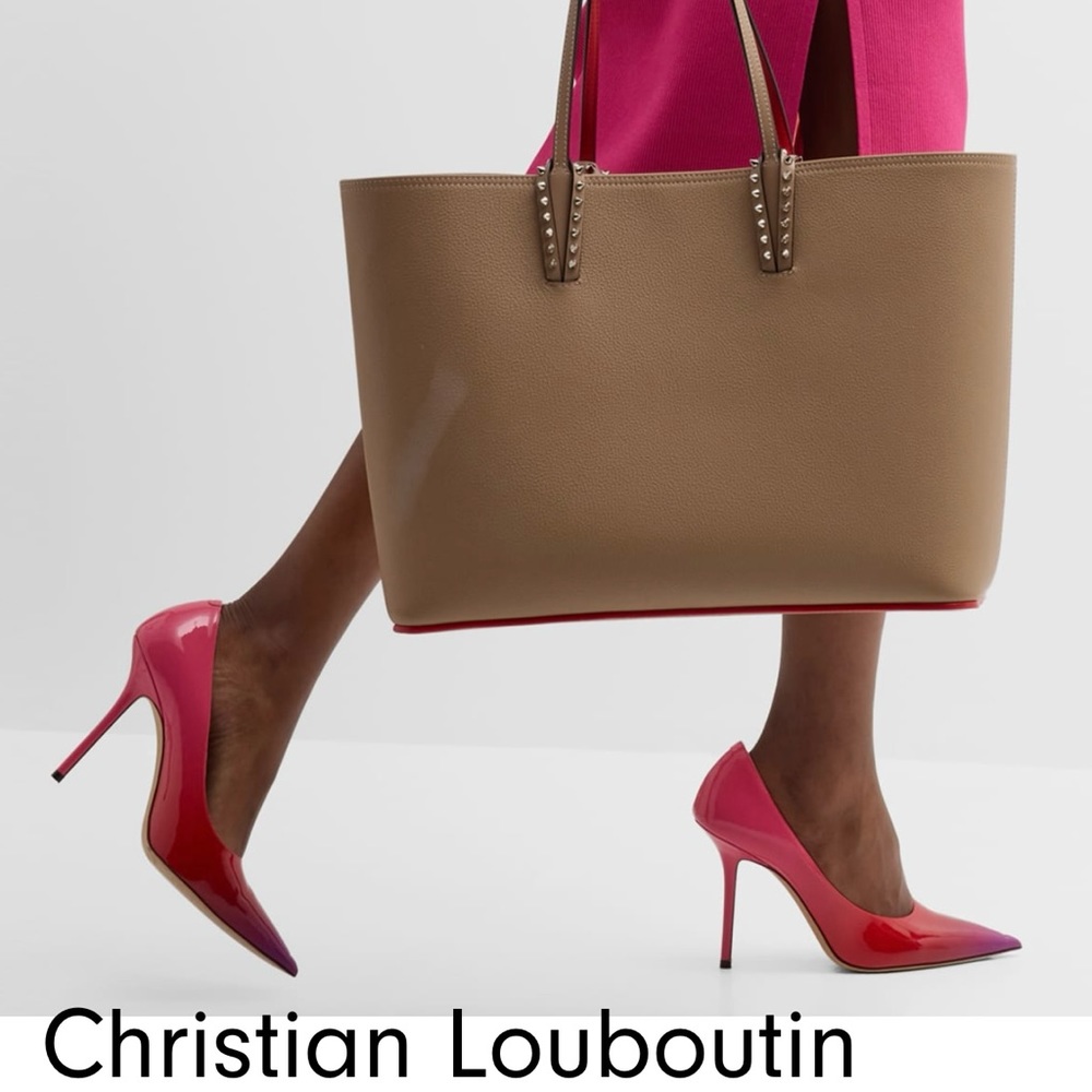 Excellent, Christian Louboutin Lrg Cabata tote in beige leather. Like new!!